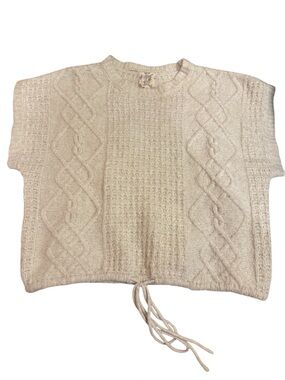 Hippie Rose Cream Cable Knit Drawstring Sweater Top